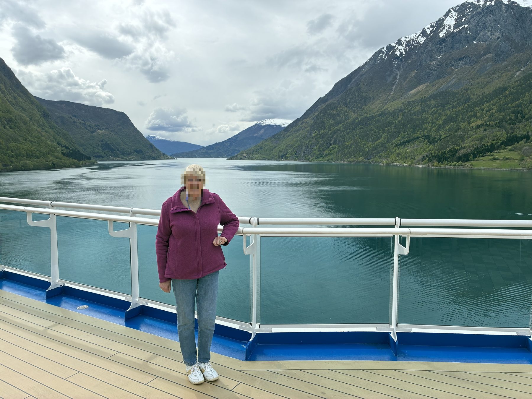 Mum on the ship's deck